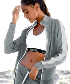 Bench. Sweatjacke mit Seitenstreifen und Stehkragen Stone-wei&szlig;, Schwarz-wei&szlig;, Nude-wei&szlig; -Bench Verkaufsgeschäft 023bac97 8352 5c8b ad89 64042a533594