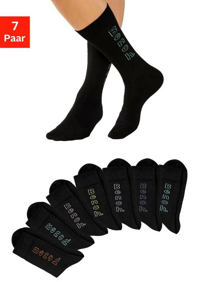 Bench. Socken (7-Paar) mit eingestricktem Schriftzug 1 Bench. Socken (7-Paar) mit eingestricktem Schriftzug