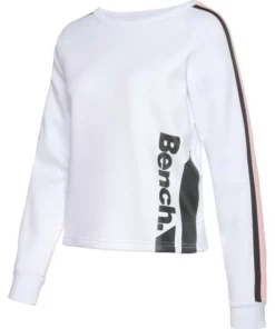 Bench. Sweater kurze Form mit Kontraststreifen Weiß, Schwarz, Rauchrosa -Bench Verkaufsgeschäft 14a19ec7 bd89 5c80 8829 fa91b570fbbc