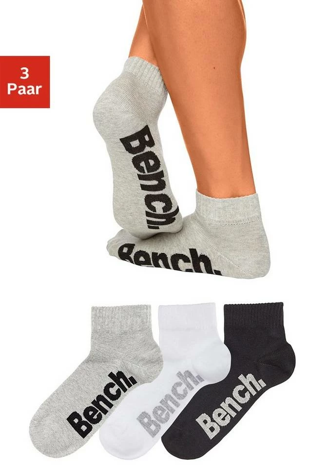 Bench. Kurzsocken (3-Paar) mit bequemen Rippbündchen Schwarz | weiß | grau, Schwarz, Jeans 1 Bench. Kurzsocken (3-Paar) mit bequemen Rippbündchen Schwarz | weiß | grau, Schwarz, Jeans