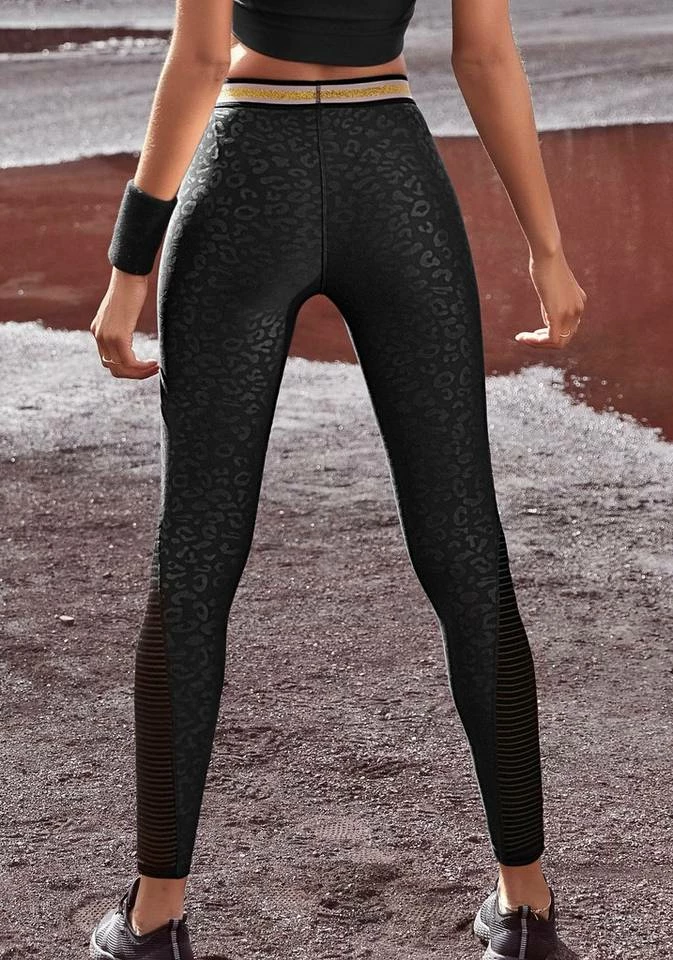 Bench. Leggings mit Leodruck und Mesh-Einsatz Nougat-leo, Schwarz-leo 1 Bench. Leggings mit Leodruck und Mesh-Einsatz Nougat-leo, Schwarz-leo