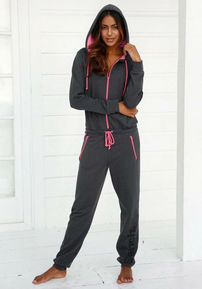 Bench. Jumpsuit mit kontrastfarbenen Details Anthrazit-meliert, Anthrazit-meliert-mint 1 Bench. Jumpsuit mit kontrastfarbenen Details Anthrazit-meliert, Anthrazit-meliert-mint