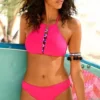Bench. Bustier-Bikini mit Ziereinsatz vorne Pink, Wei&szlig;