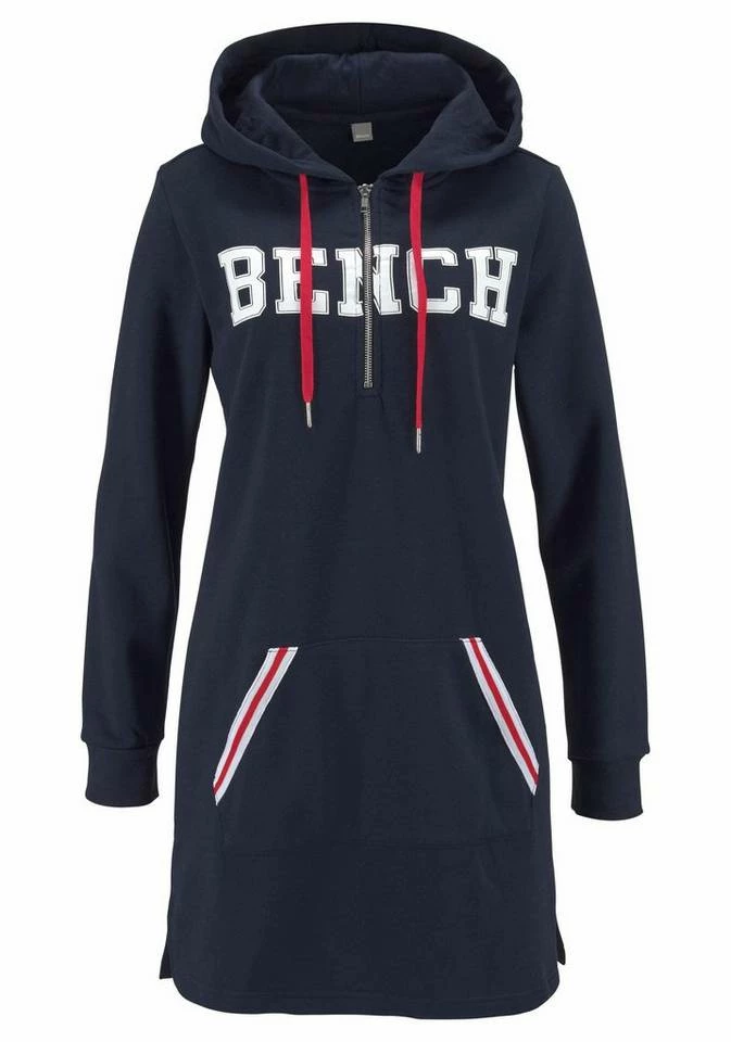 Bench. Sweatkleid mit Kapuze, kurzem Zipper und Kängurutasche Grau-meliert, Marine 2 Bench. Sweatkleid mit Kapuze, kurzem Zipper und Kängurutasche Grau-meliert, Marine – Bild 2