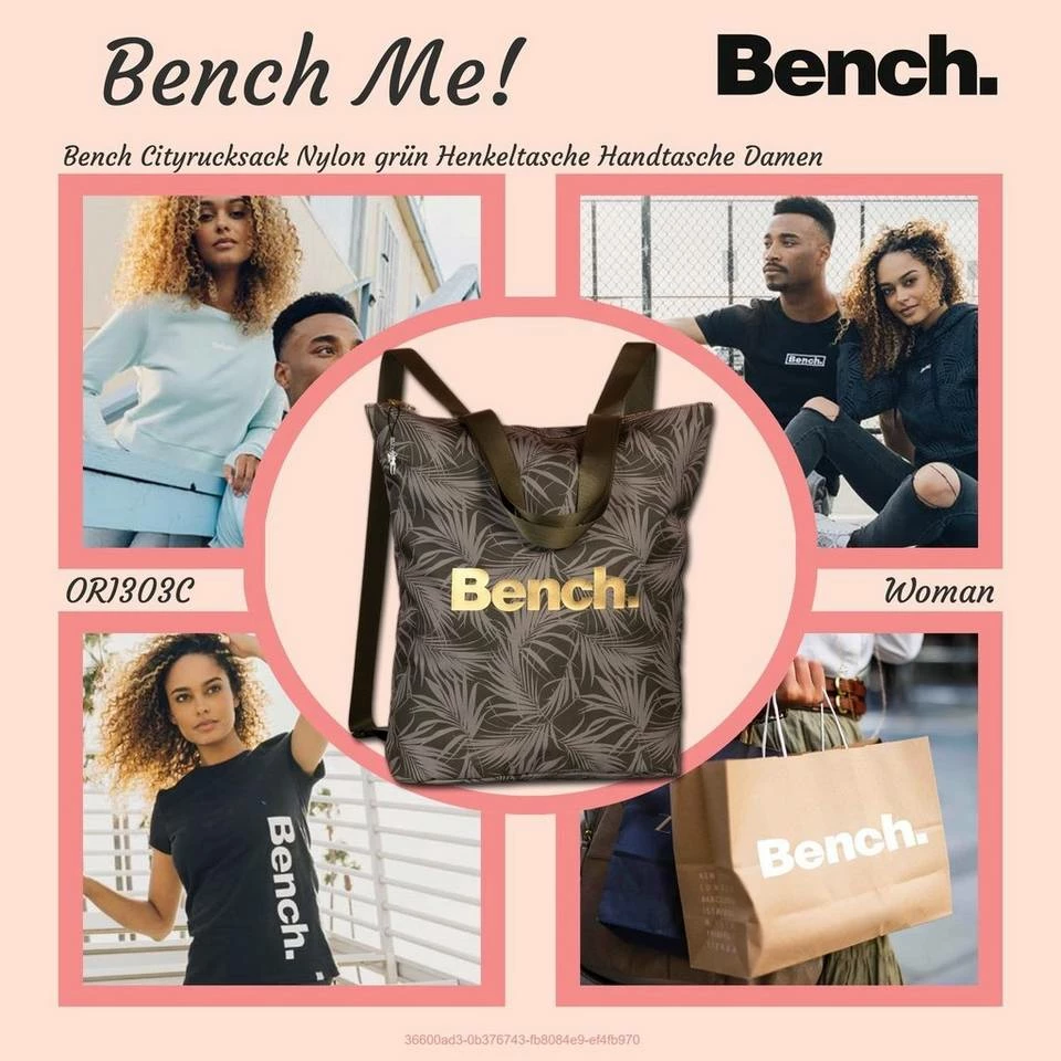 Bench. Cityrucksack »D2ORI303C Bench grün-farbener Rucksack Nylon« (Cityrucksack), Damen, Jugend Cityrucksack, Henkeltasche Nylon, grün, oliv, Größe ca. 40cm, Blätter-Print 2 Bench. Cityrucksack »D2ORI303C Bench grün-farbener Rucksack Nylon« (Cityrucksack), Damen, Jugend Cityrucksack, Henkeltasche Nylon, grün, oliv, Größe ca. 40cm, Blätter-Print – Bild 2