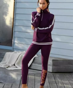 Bench. Leggings mit Logodruck in Metalloptik Schwarz, Aubergine -Bench Verkaufsgeschäft 27317433