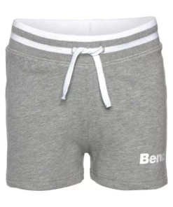 Bench. Sweatshorts mit Logo-Druck Schwarz, Grau-meliert