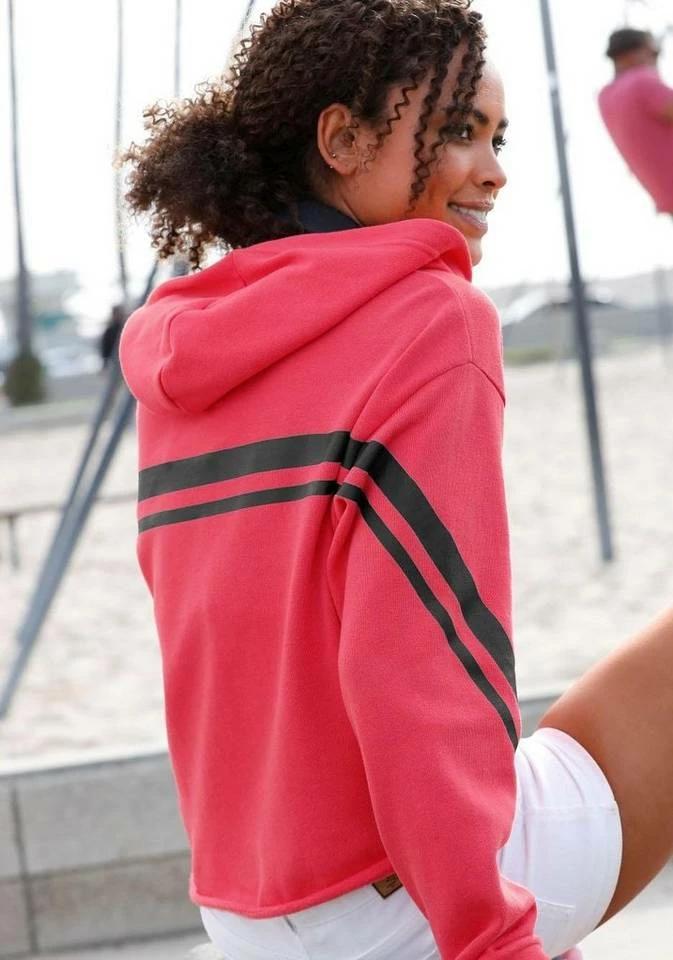 Bench. Kapuzensweatshirt in kurzer Form Schwarz-weiß, Pink-schwarz 3 Bench. Kapuzensweatshirt in kurzer Form Schwarz-weiß, Pink-schwarz – Bild 3