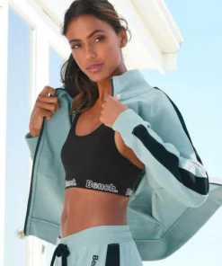 Bench. Sweatjacke mit Seitenstreifen und Stehkragen Anthrazit-meliert-schwarz, Ecru-schwarz, Mint-schwarz, Rosa-schwarz -Bench Verkaufsgeschäft 32440371