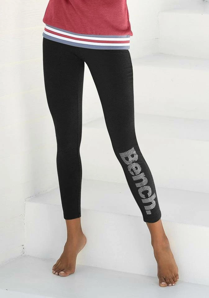 Bench. Leggings mit Logodruck in Metalloptik Schwarz, Grau-meliert 1 Bench. Leggings mit Logodruck in Metalloptik Schwarz, Grau-meliert