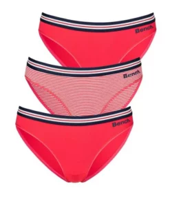Bench. Bikinislip (3 Stück) mit weichem Webbündchen und kleinem Logodruck seitlich Rot, Marine