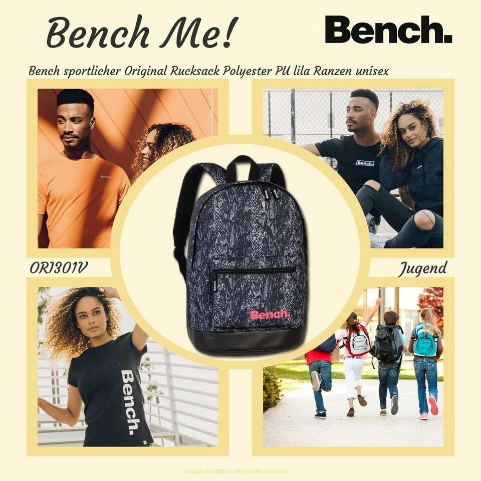 Bench. Freizeitrucksack »ORI301X Bench Rucksack Poleyster Schulrucksack« (Freizeitrucksack), Jugend, Damen Freizeitrucksack, Sporttasche Polyester, Kunstleder, lila, Größe ca. 42cm, Schlangenhaut Blau, Grün 2 Bench. Freizeitrucksack »ORI301X Bench Rucksack Poleyster Schulrucksack« (Freizeitrucksack), Jugend, Damen Freizeitrucksack, Sporttasche Polyester, Kunstleder, lila, Größe ca. 42cm, Schlangenhaut Blau, Grün – Bild 2