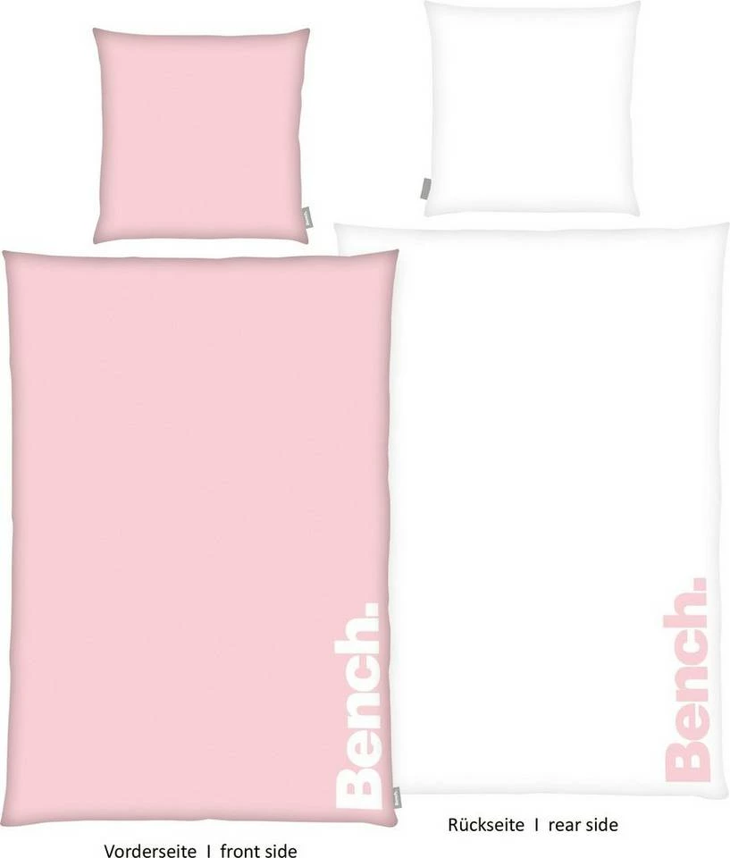 Wendebettwäsche »Bench«, Bench., mit Schriftzug Rosa, Schwarz, Grau, Mint 1 Wendebettwäsche »Bench«, Bench., mit Schriftzug Rosa, Schwarz, Grau, Mint
