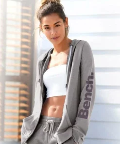 Bench. Kapuzensweatjacke meliert mit Logodruck Anthrazit-meliert, Hellgrau-meliert