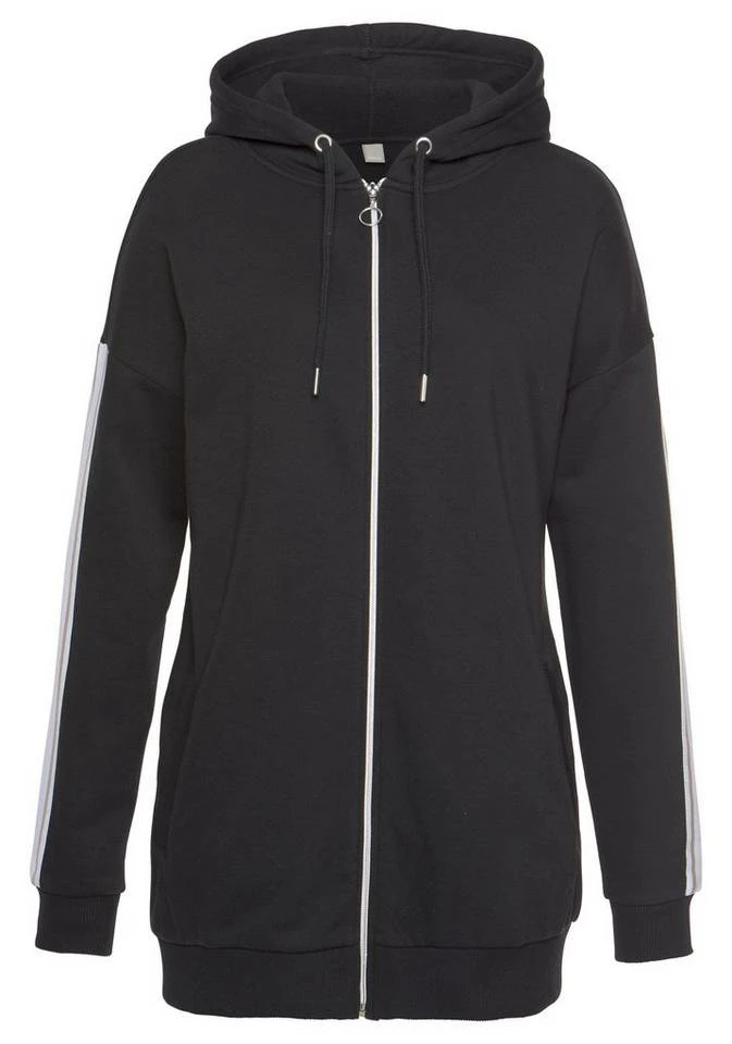 Bench. Kapuzensweatjacke in langer Form mit Zipper Camelfarben-weiß, Schwarz-weiß 2 Bench. Kapuzensweatjacke in langer Form mit Zipper Camelfarben-weiß, Schwarz-weiß – Bild 2