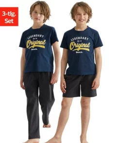 Bench. Pyjama (Packung, 3 tlg) Sommer T-Shirt mit Shorts und langer Hose