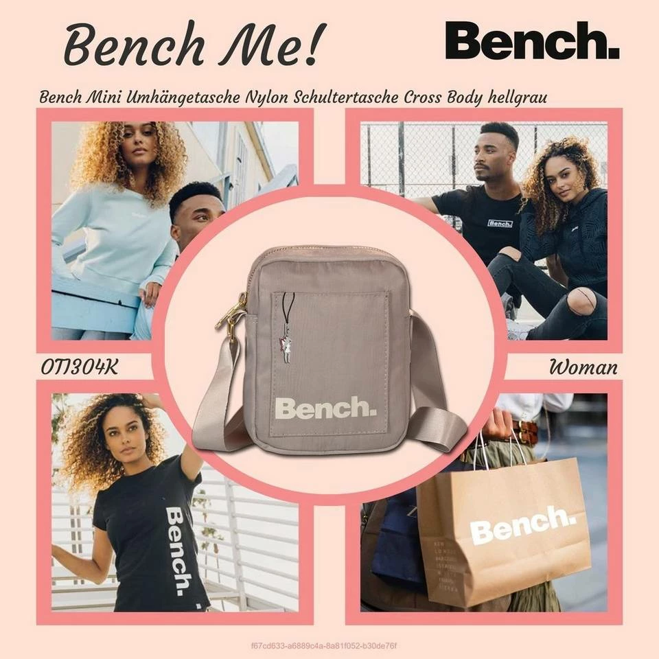 Bench. Umhängetasche »D2OTI304K Bench sportliche MiniBag Umhängetasche« (Umhängetasche), Damen, Jugend Tasche aus Nylon, Größe ca. 14cm in grau 2 Bench. Umhängetasche »D2OTI304K Bench sportliche MiniBag Umhängetasche« (Umhängetasche), Damen, Jugend Tasche aus Nylon, Größe ca. 14cm in grau – Bild 2