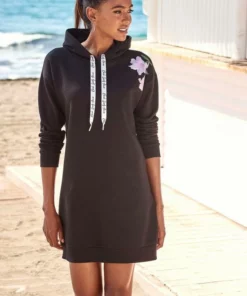 Bench. Sweatkleid mit Blumenprint auf der Schulter Schwarz, Weiß, Rauchrosa -Bench Verkaufsgeschäft a1654ac5 1be7 5b0c 971f 3fbf202fb3eb