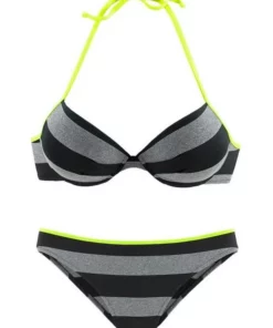 Bench. Push-Up-Bikini »Bench Damen Marken-Push-Up-Bikini, schwarz-grau, C-Cup«