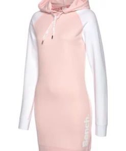 Bench. Sweatkleid mit Kapuze und farblich abgesetzten Ärmeln Dunkelgr&uuml;n-grau, Wei&szlig;-rosa, Anthrazit-schwarz -Bench Verkaufsgeschäft fba62027 852e 5501 9397 a36402b03a2f